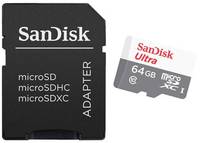 Карта памяти Sandisk MicroSDXC 128Gb Ultra UHS-I (Class 10) + SD adapter